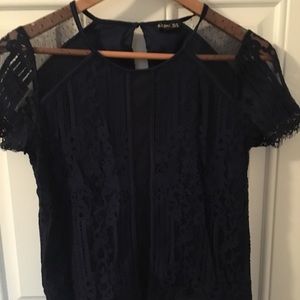 Navy lace top XS Express